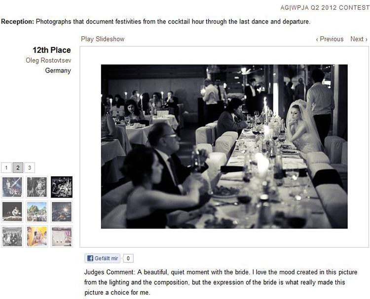 Oleg Rostovtsev hat in Wedding Photography Contest AGWPJA gewonnen