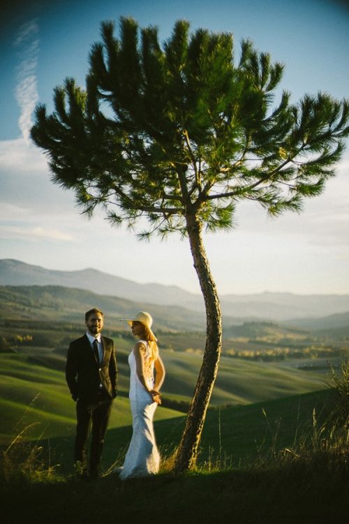 originelle Hochzeitsbild von Brautpaar in Italien