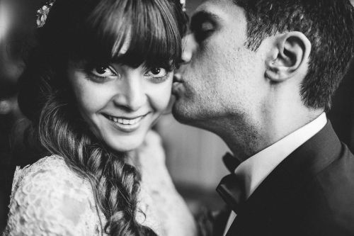 Black and white wedding portrait