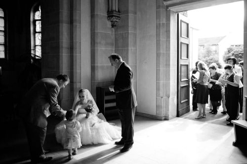 Bride with flower girl