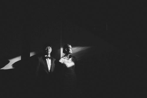 Black and white wedding portrait